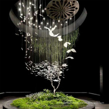 Modern artistic coloured Glass stainless steel luxury wedding decoration light birdcage chandelier
